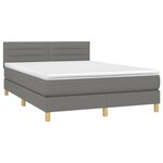 vidaXL Sommier à lattes de lit et matelas et LED Gris foncé 140x190 cm