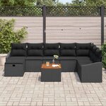 vidaXL Ensemble de canapé de jardin avec coussin 9 Pièces Noir Poly rotin