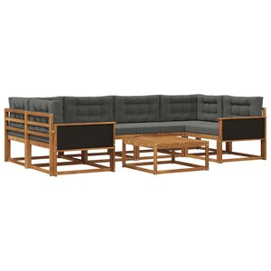 vidaXL Ensemble de canapés d'extérieur 7 Pièces Naturel et Anthracite
