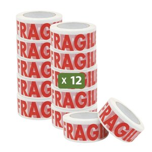 Pack and Move - Lot 12 Rouleaux Ruban Adhésif Transparent "Fragile" Pour Emballage Et Déménagement - 100 M - Qualité Premium