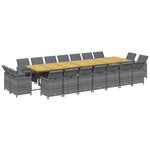 vidaXL Ensemble à manger de jardin coussins 19 Pièces Gris Résine tressée