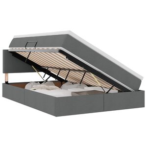 vidaXL Lit de rangement LED avec matelas Gris foncé 140 x 190 cm Tissu