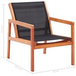 vidaXL Chaise de jardin Noir Bois d'eucalyptus solide et textilène