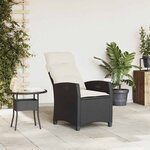 vidaXL Chaise de jardin inclinable avec table d'appoint noir polyrotin