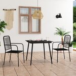 vidaXL Ensemble à manger de jardin 3 Pièces Corde en coton et acier Noir