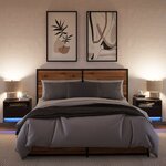 vidaXL Tables de chevet murales avec lumières LED 2 Pièces noir