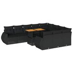 vidaXL Salon de jardin 11 Pièces avec coussins noir résine tressée