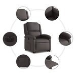vidaXL Fauteuil inclinable électrique marron foncé cuir véritable