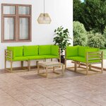 vidaXL Salon de jardin 6 Pièces avec coussins vert brillant