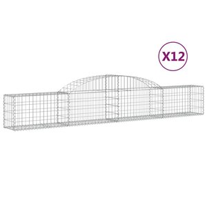 vidaXL Paniers à gabions arqués 12 Pièces 300x30x40/60 cm fer galvanisé