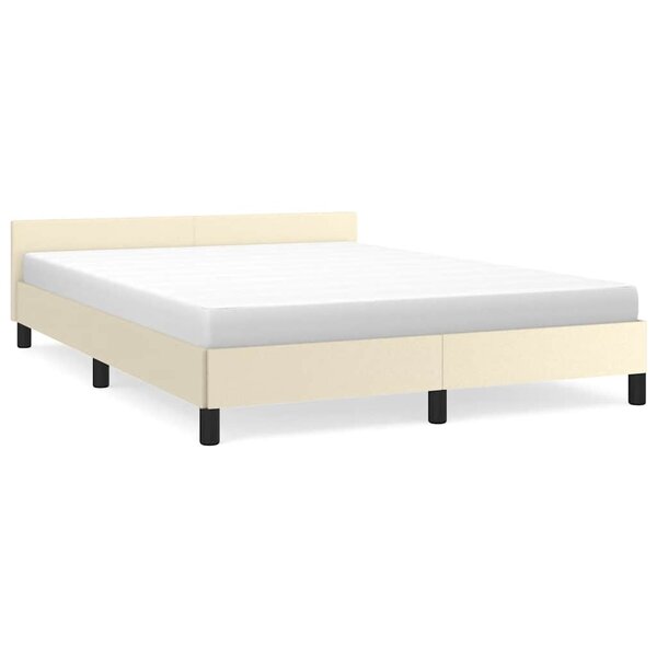 vidaXL Cadre de lit avec tête de lit sans matelas crème 140x190 cm