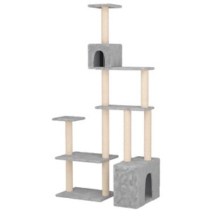 vidaXL Arbre à chat avec poteaux à griffer en sisal Gris clair