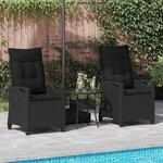 vidaXL Chaise de jardin 2 Pièces Noir 56 x 64 x 94 cm Acier et Polyester