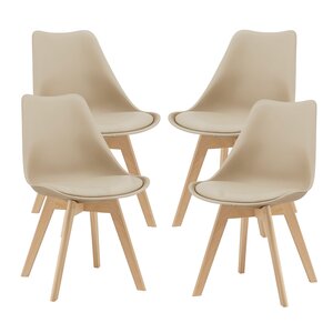 Lot de 4 chaises de salle à manger similicuir hêtre beige 03_0006760