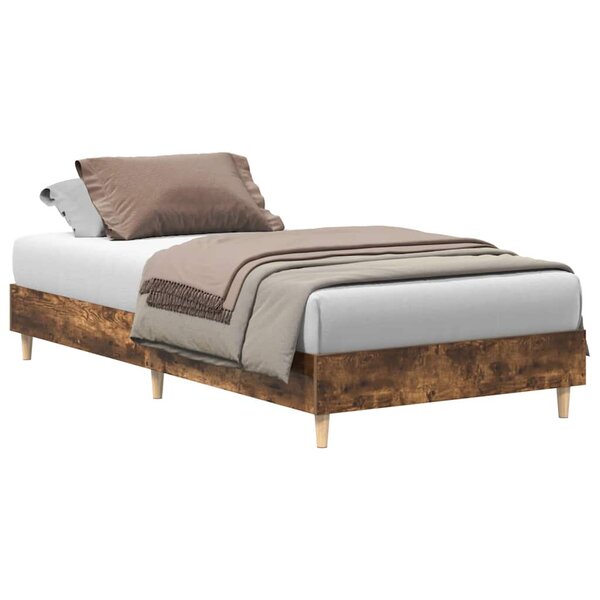 vidaXL Cadre de lit sans matelas chêne fumé 90x190cm bois d'ingénierie