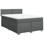 vidaXL Sommier à lattes de lit avec matelas Gris foncé 140x200cm Tissu