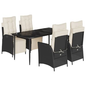 vidaXL Ensemble à manger de jardin coussins 5Pièces Noir Résine tressée