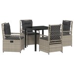 vidaXL Ensemble de Dîner de Jardin 5 Pièces Gris Clair en Poly Rattan