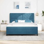 vidaXL Lit à ressorts avec matelas Bleu foncé 180 x 200 cm Velours