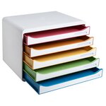 Module De Classement Big Box Plus Horizon 5 Tiroirs Black Office - Blanc/arlequin - Exacompta