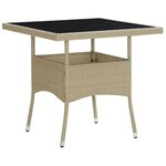 vidaXL Mobilier à dîner de jardin 3 Pièces Beige Résine tressée et verre