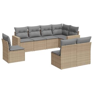 vidaXL Salon de jardin avec coussins 8 Pièces beige résine tressée