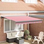 vidaXL Auvent rétractable automatique rayé rouge et blanc 300x250 cm