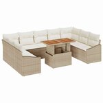 vidaXL Ensemble de salle à manger pour jardin 10 Pièces Beige  Crème