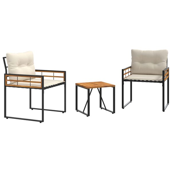 vidaXL Ensemble de meubles d'extérieur avec coussin 3 Pièces Crème