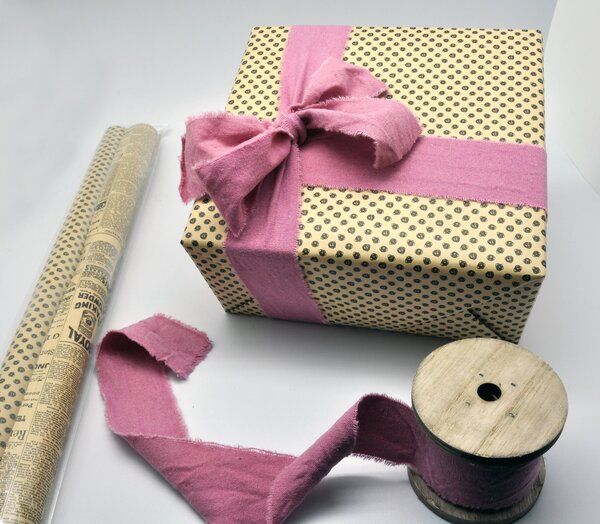 Kit paquet cadeau luxueux kraft et ruban tissu