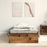 Lit vidaXL en vieux bois 100x200 cm en bois d'ingénierie