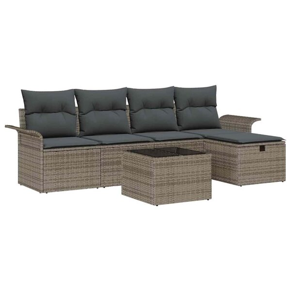 vidaXL Ensemble de canapé de jardin 6 Pièces Gris 251 x 117 x 85 cm