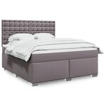 vidaXL Sommier à lattes de lit avec matelas Gris 180x200 cm Similicuir