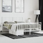 vidaXL Cadre de lit métal sans matelas et pied de lit blanc 120x200 cm