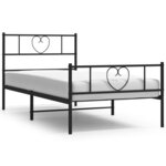 vidaXL Cadre de lit métal sans matelas avec pied de lit noir 90x190 cm