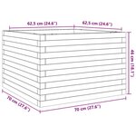 vidaXL Jardinière cire marron 70x70x46 cm bois de pin massif