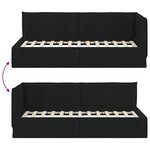 vidaXL Cadre de lit d'angle avec tête de lit Noir 100 x 200 cm tissu