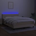 vidaXL Sommier à lattes de lit avec matelas LED Crème 140x190 cm Tissu