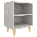 vidaXL Tables de chevet avec pieds en bois 2 Pièces Gris béton 40x30x50cm