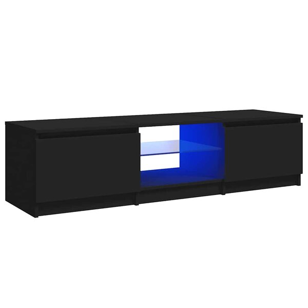 vidaXL Meuble TV avec lumières LED noir 140x40x36 cm