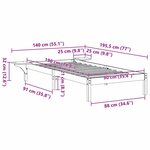 vidaXL Cadre de lit avec tables de chevet Marron Marron cire