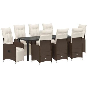 vidaXL Ensemble de salle à manger pour jardin 9 Pièces Marron polyrotin