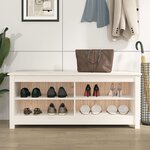 vidaXL Banc à chaussures Blanc 110x38x45 5 cm Bois de pin massif
