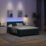 vidaXL Lit à ressort LED avec matelas Vert foncé 140 x 200 cm Velours