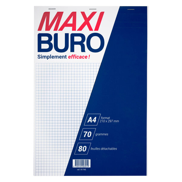Bloc de bureau a4 petits carreaux 80 feuilles - maxiburo