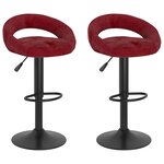 vidaXL Tabourets de bar lot de 2 rouge bordeaux velours