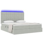 vidaXL Lit de rangement LED avec matelas Gris clair 180 x 200 cm