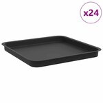 vidaXL Plateau carré à fleurs 24 Pièces Noir 36 x 36 x 2.5 cm Plastique