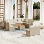 vidaXL Salon de jardin avec coussins 12 Pièces beige résine tressée