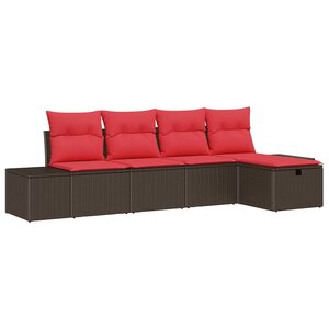 vidaXL Ensemble de canapé de jardin 5 Pièces Marron polyrotin